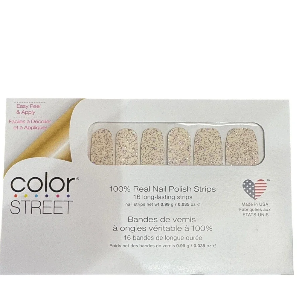 Color Street Candied Lavender Nail Polish Strips FMG189‎ Glitter Neutral New